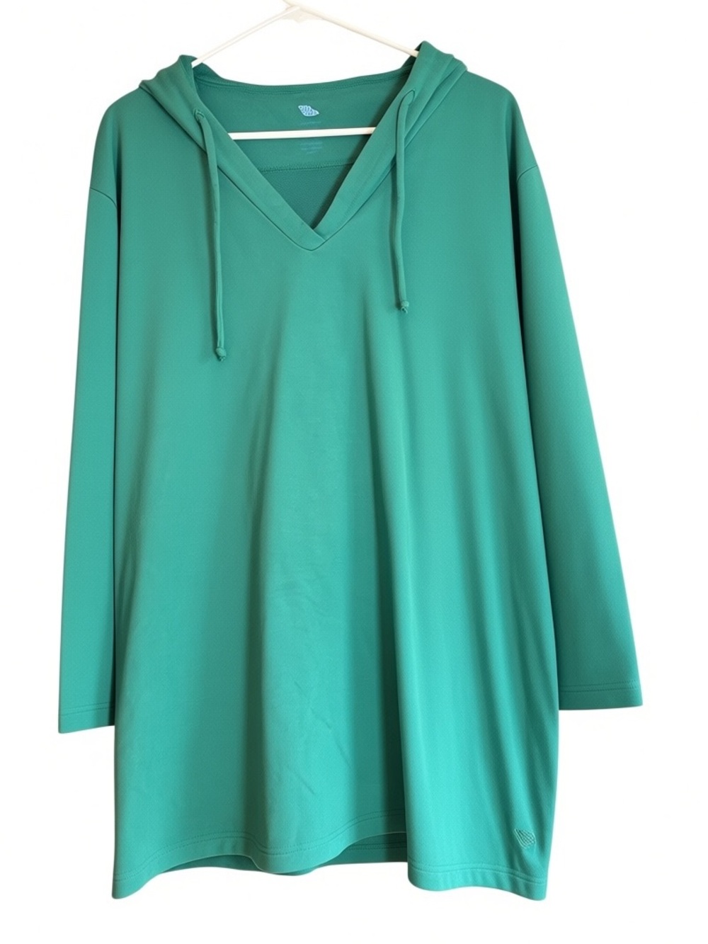 Junonia 1X Teal Green 100% Cotton Hooded  Pullover With Pockets Plus Size